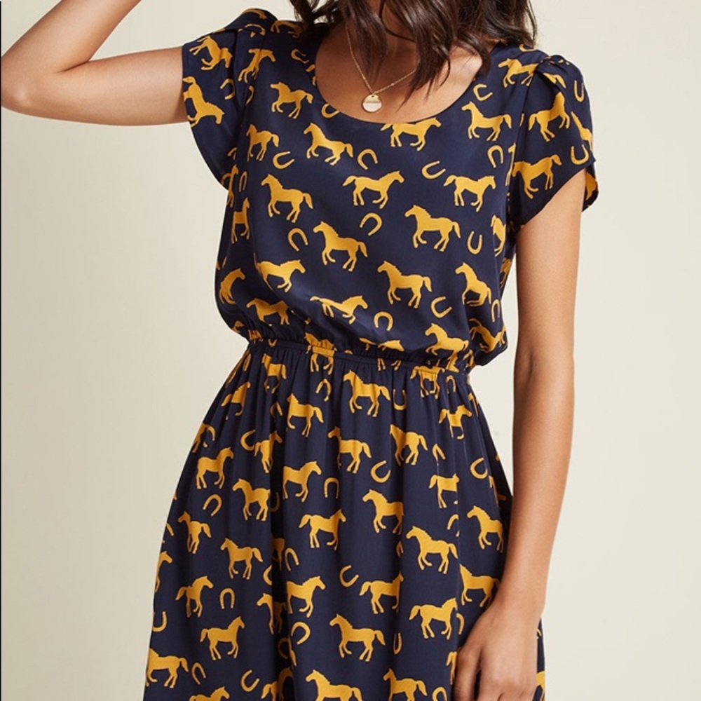 ModCloth Peach Love Horse Print Dress